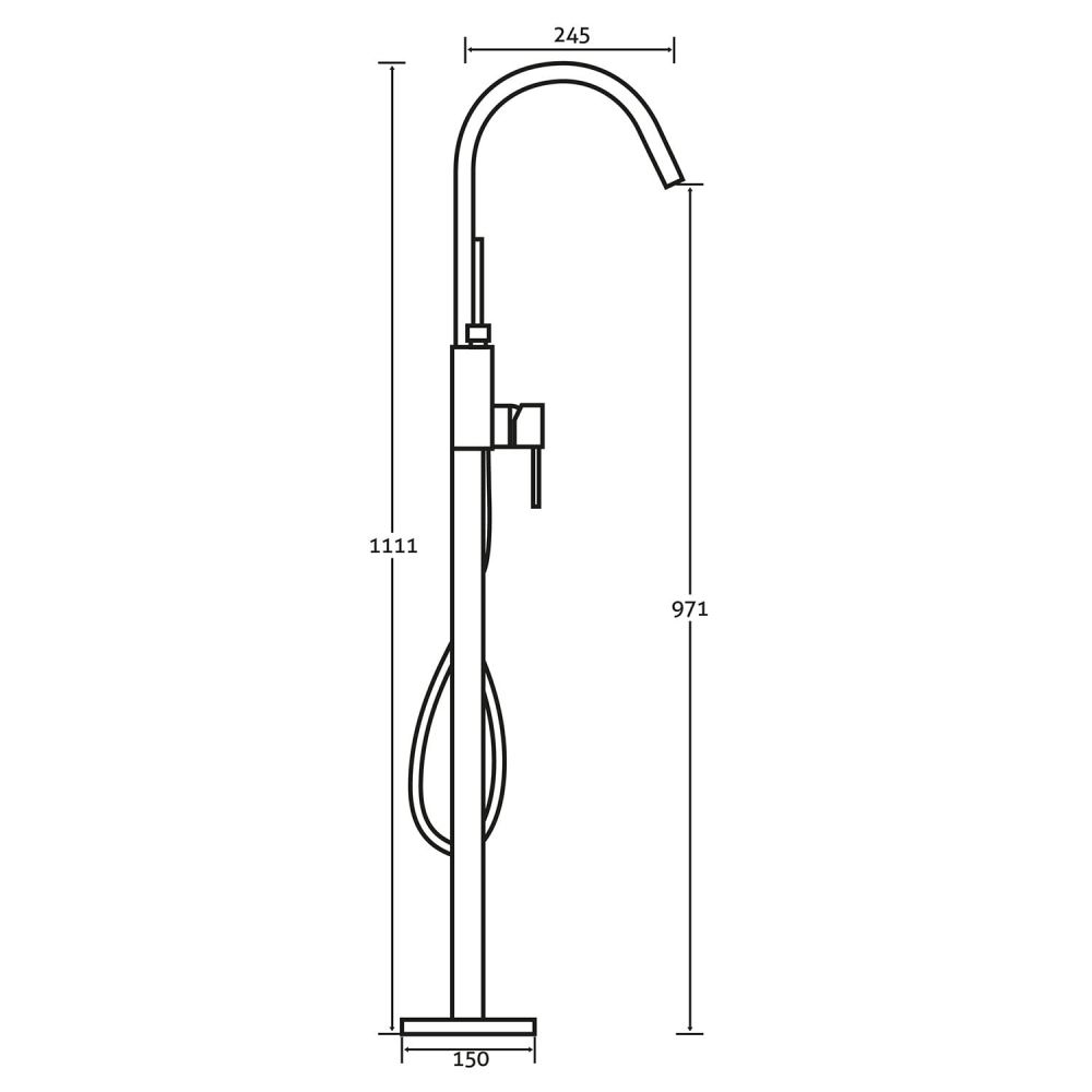 Tear Chrome Freestanding Bath Shower Mixer Tap - Dimensions