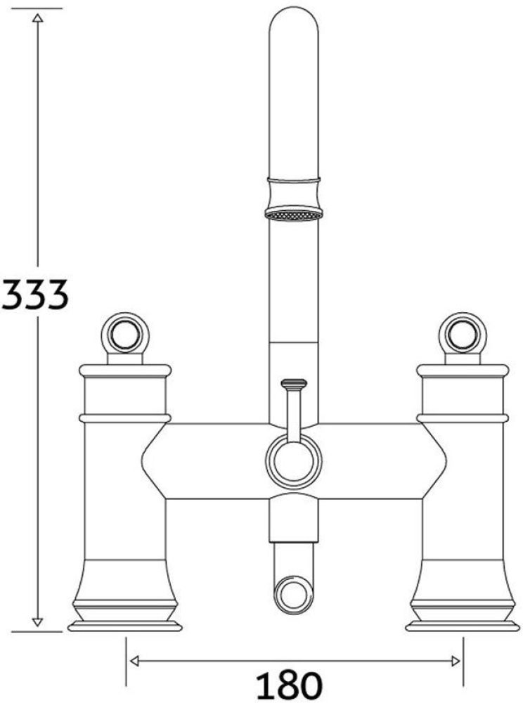 Traditional Bath Shower Mixer Tap Dimension Drawing 