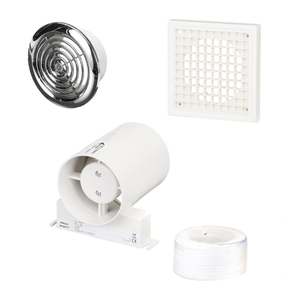 Euston Chrome Ceiling Extractor Fan Kit