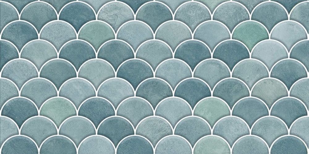 Atlantis Turquoise Gloss Decor Ceramic Tile 600x300mm