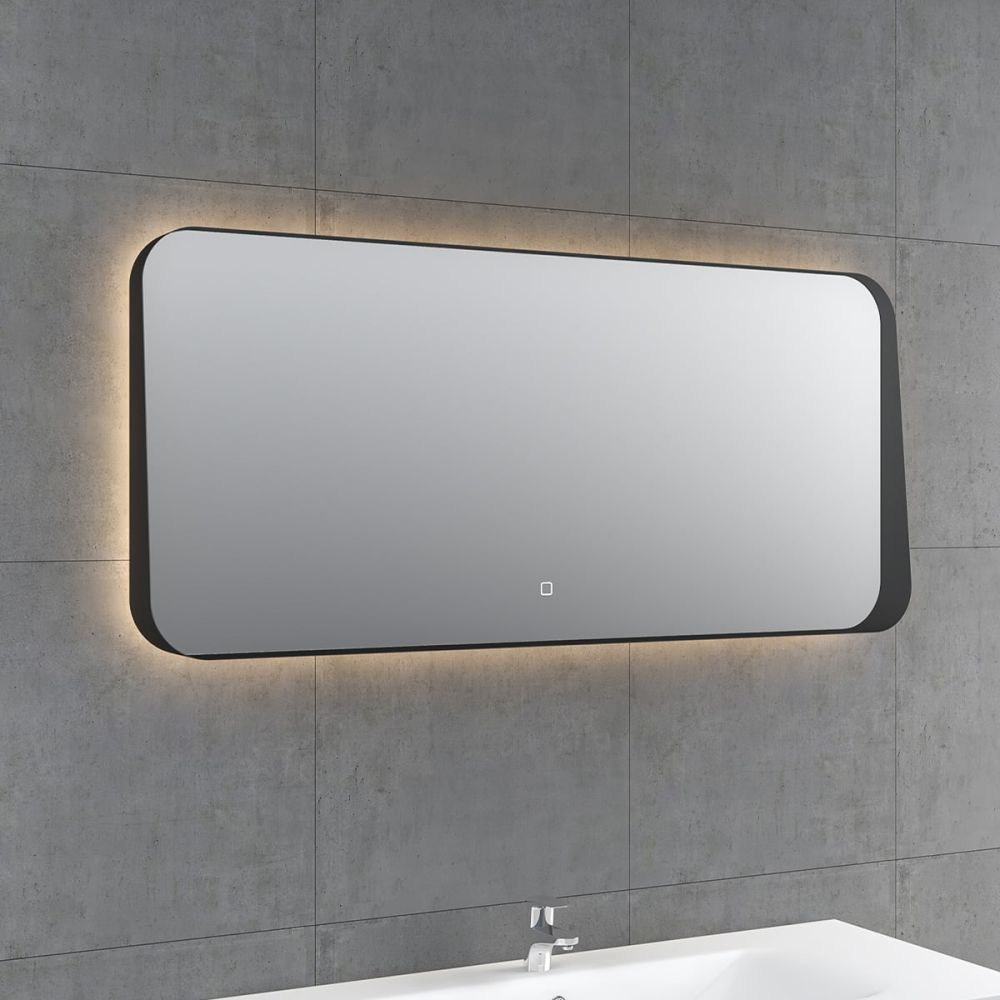 Maine Black Framed Backlit LED Heated Mirror 1200x550mm