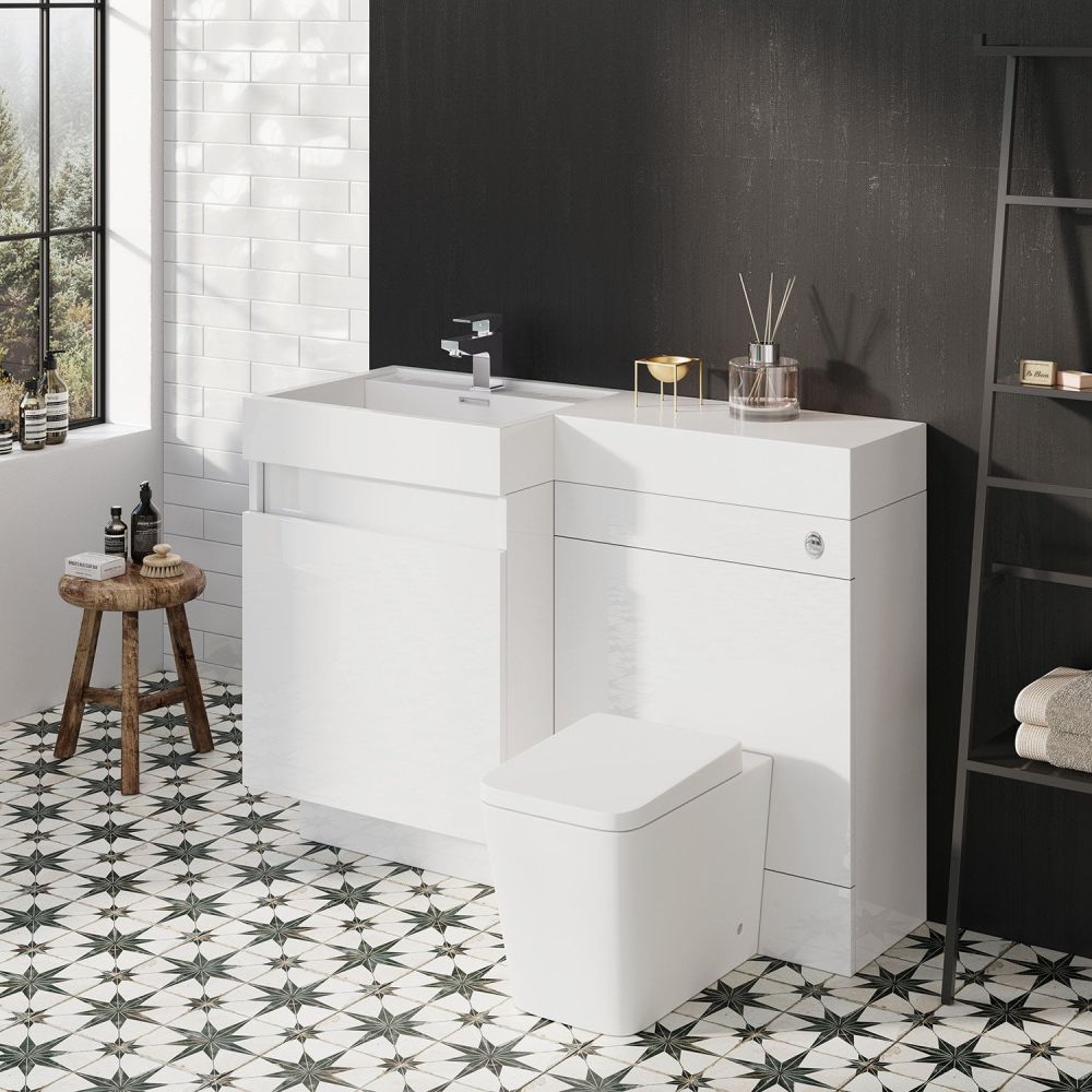 Summers Gloss White Left Hand Combination Vanity Basin and WC Unit 1200mm
