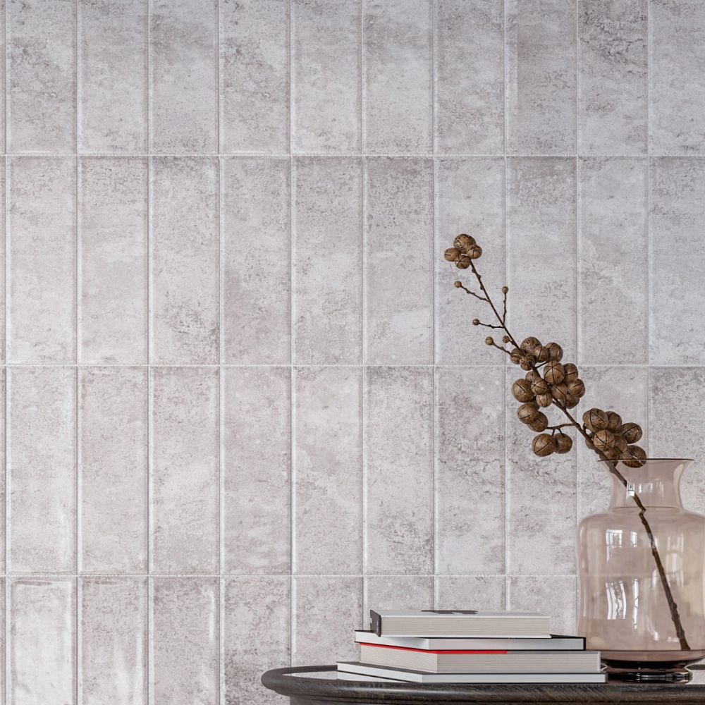 Lugano Grey Ceramic Brick Tile 100x300mm