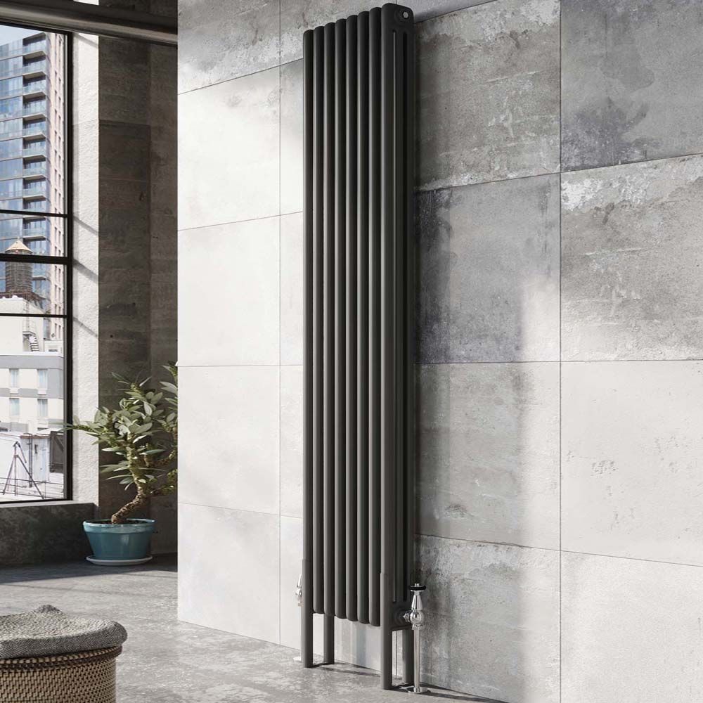 Upton Grey Triple Vertical Column Radiator 1800x380mm