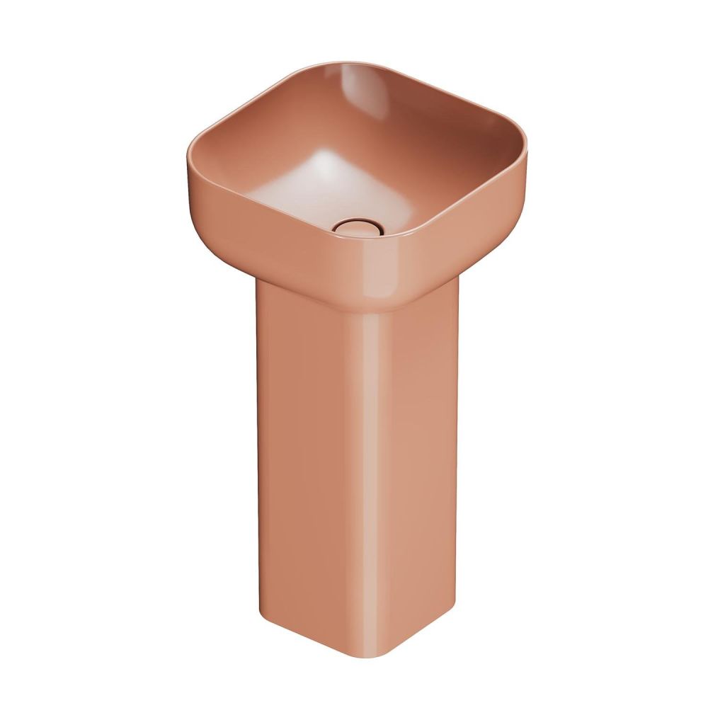 Verity Square Basin & Full Pedestal in Carmello Gloss