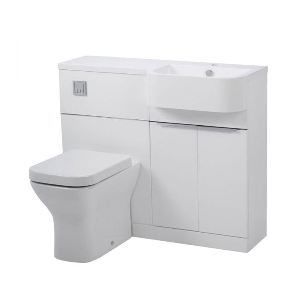 Tavistock Match Gloss White Right Hand Combination Vanity Basin & WC Unit 1000mm