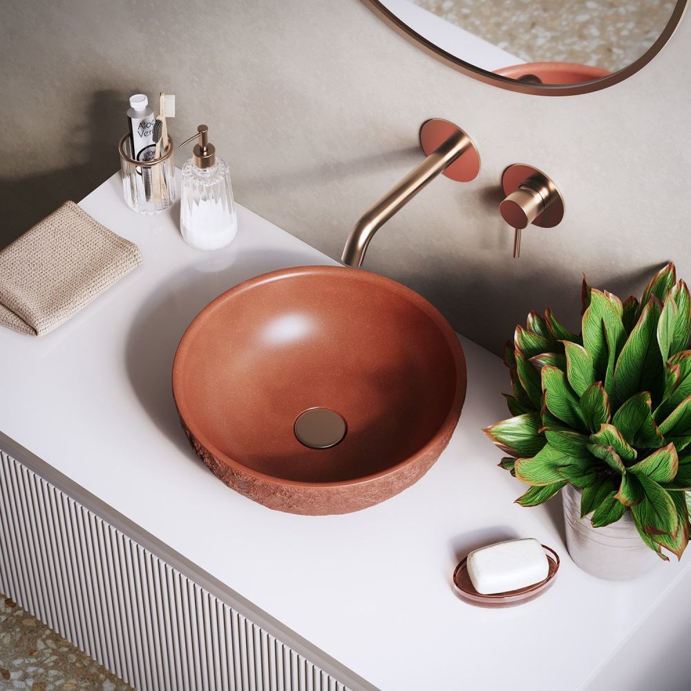 Brava Terracotta Stone Textured Round Countertop Basin