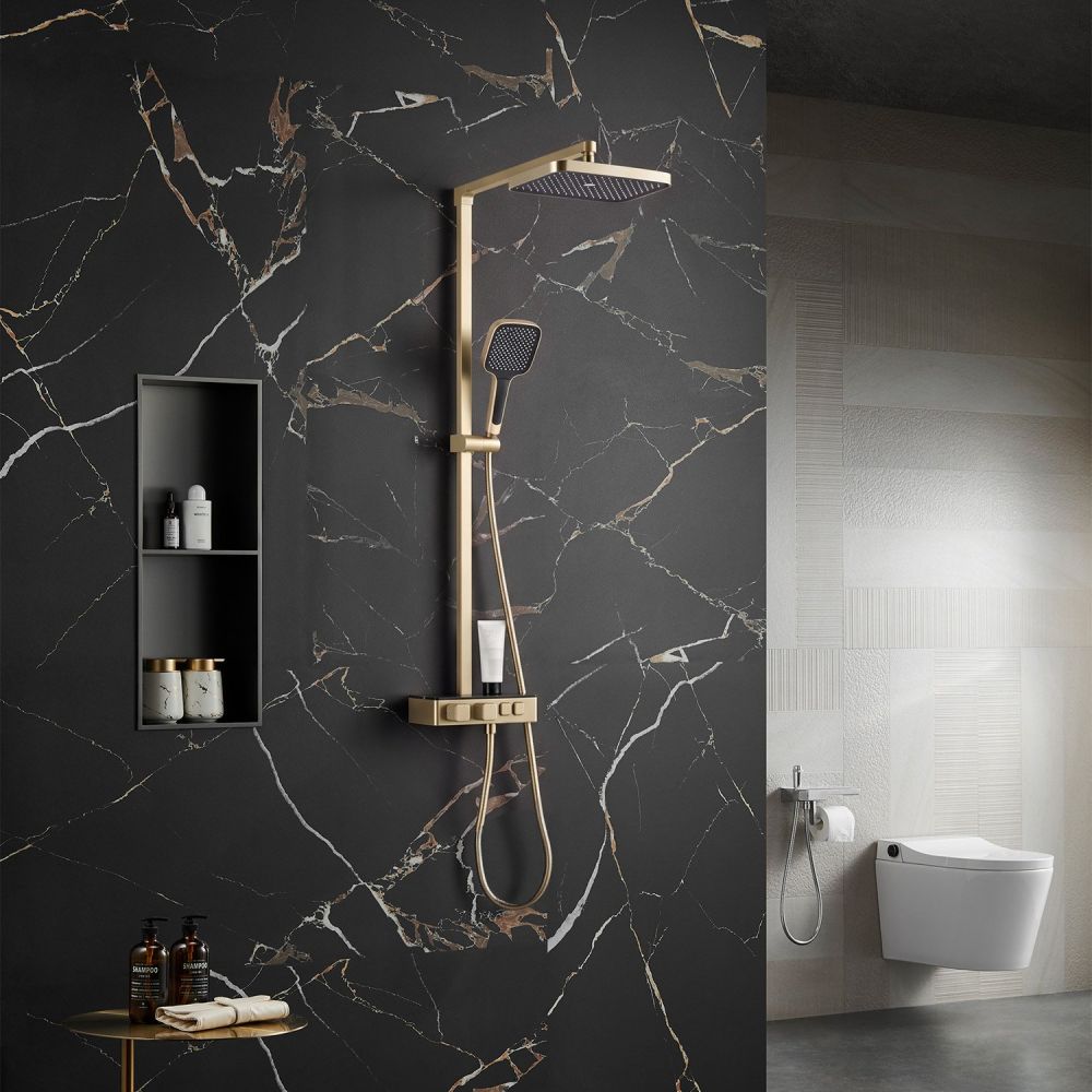 Flint Champagne Gold Thermostatic Shower Pack