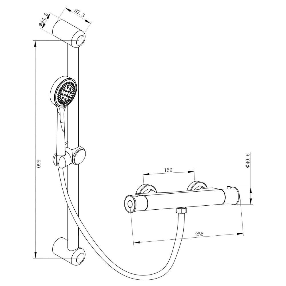 Abode Chrome Thermostatic Bar Valve Shower with Slide Rail Kit Specification