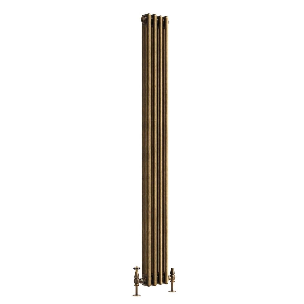 Clement Antique Brass Triple Vertical Column Radiator - 1800x200mm