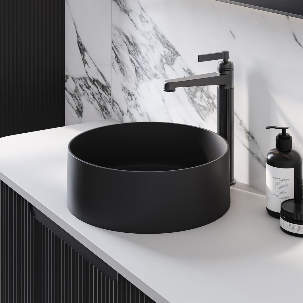 Macey Matt Black Stone Countertop Basin