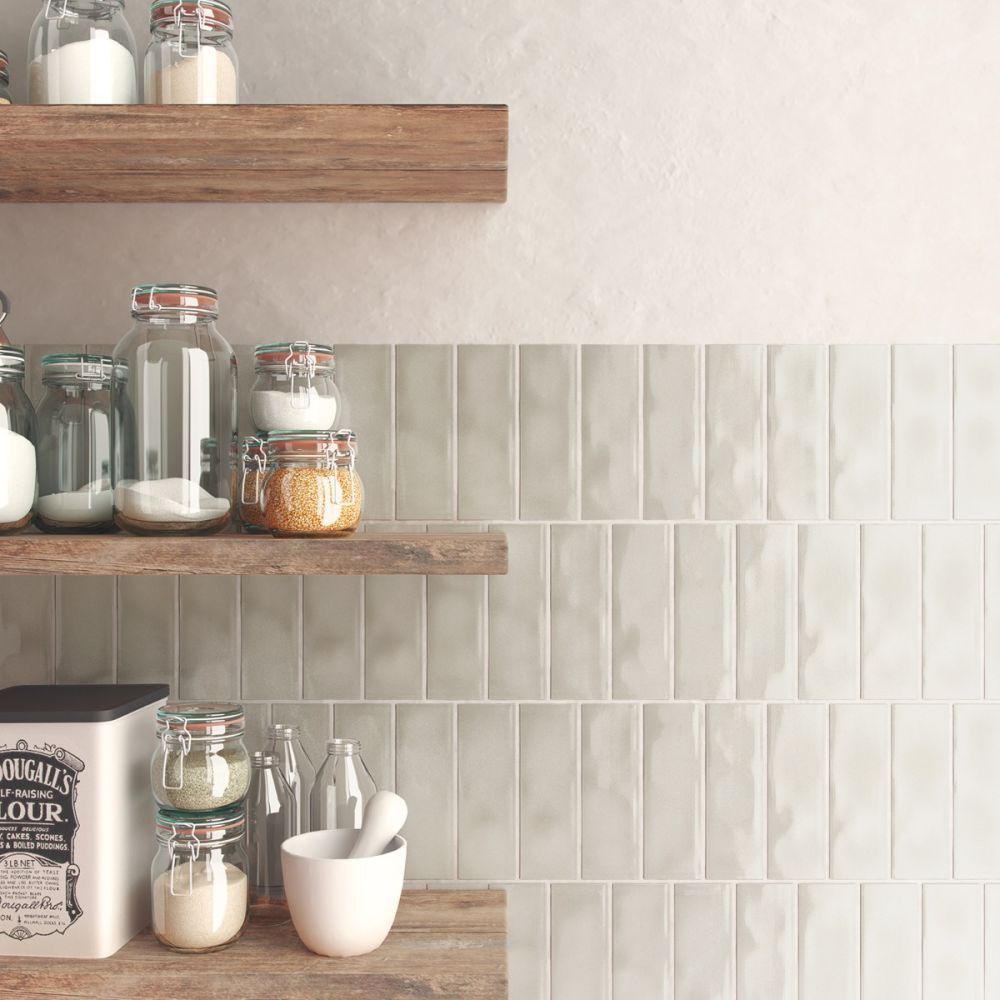 Borneo Soft Grey Gloss Porcelain Tile 65x200mm