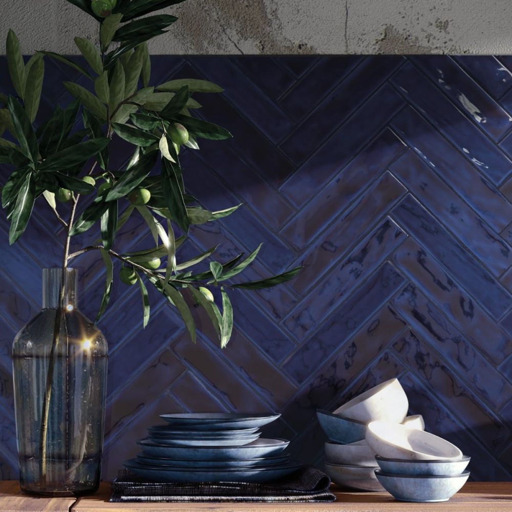 Sapporo Marine Gloss Ceramic Brick Tile 250x50mm