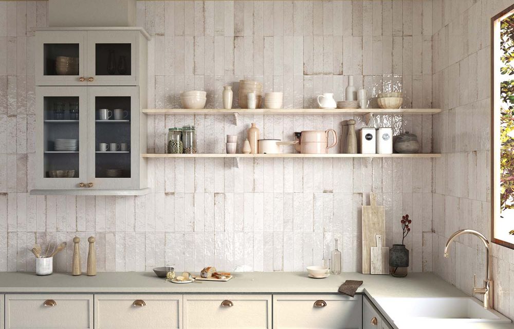 Bergamo White Porcelain Brick Tile 75x300mm