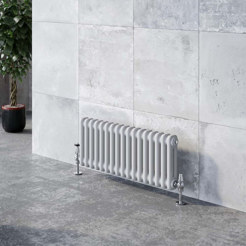 Upton White Double Horizontal Column Radiator - 400x785mm