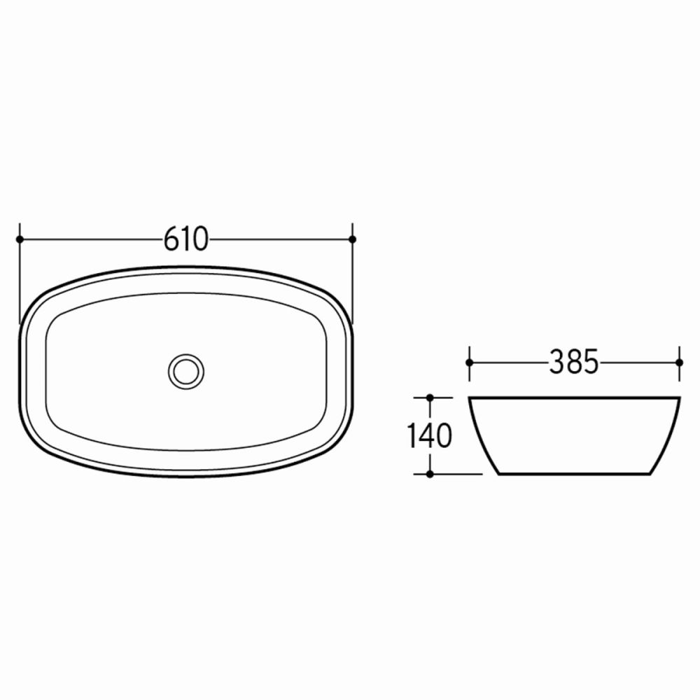 Nagato White Curved Countertop Basin SPEC