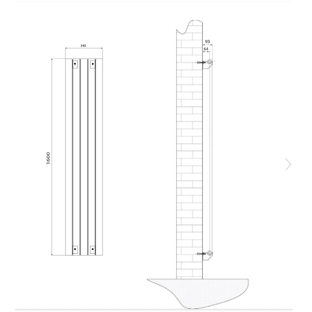 Perth White Double Vertical Flat Panel Radiator 1600x340mm