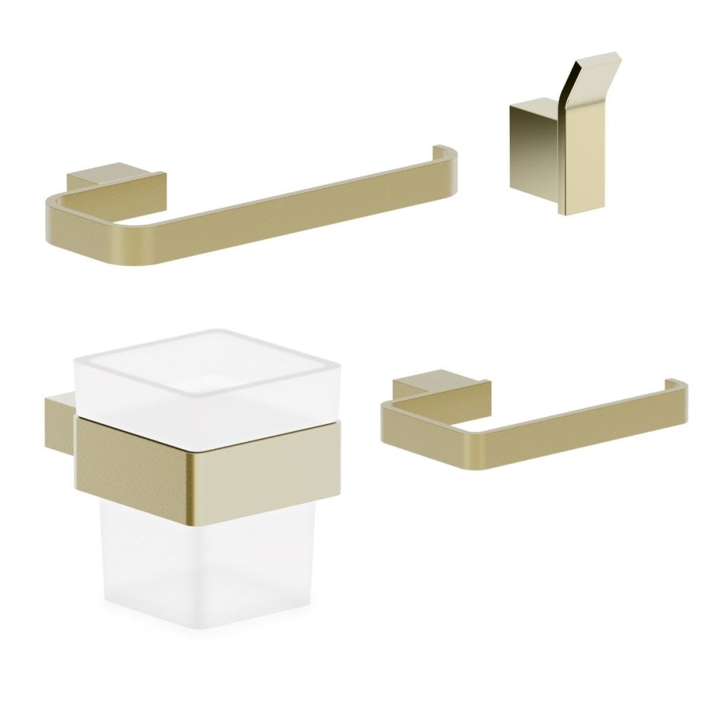 Elora Brushed Gold 4-Piece Bathroom Accessory Set