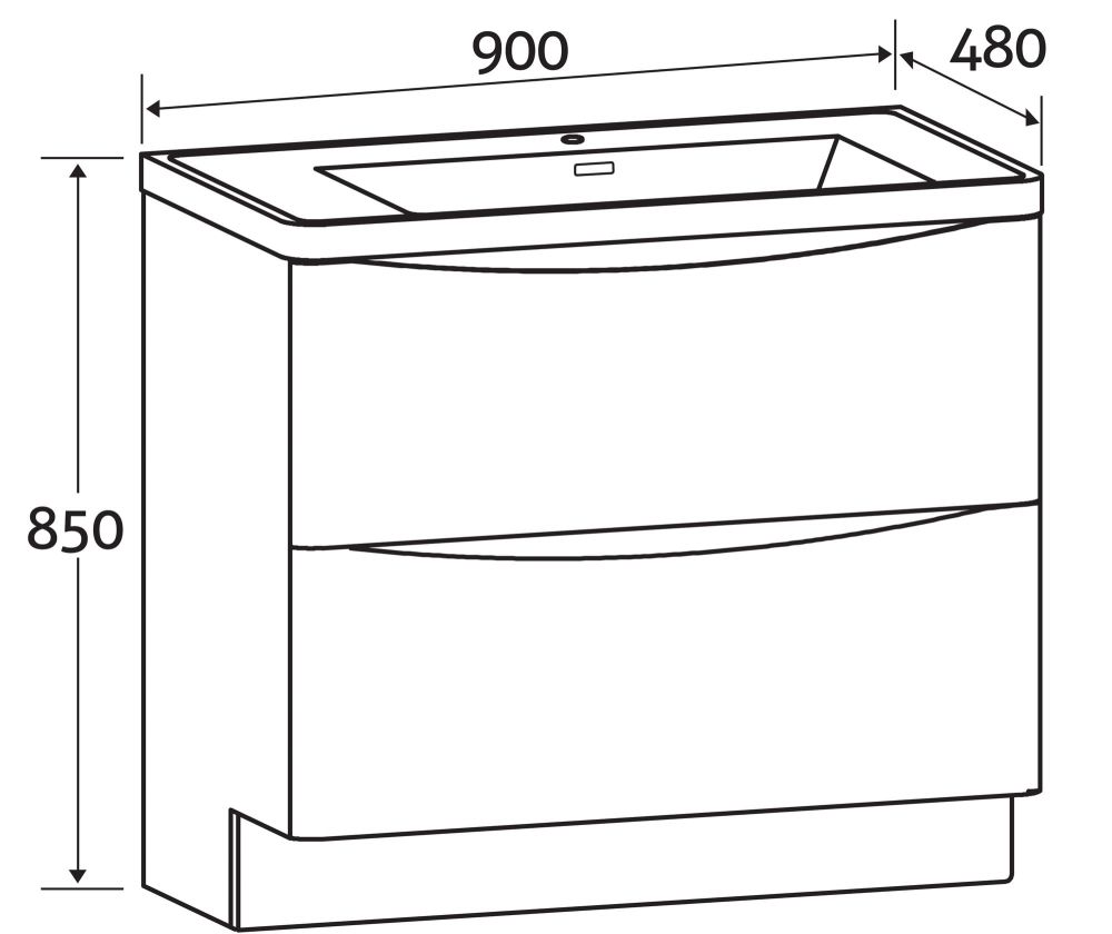 Erin Rosewood Floor Standing Vanity Unit with Link Resin Basin 900mm