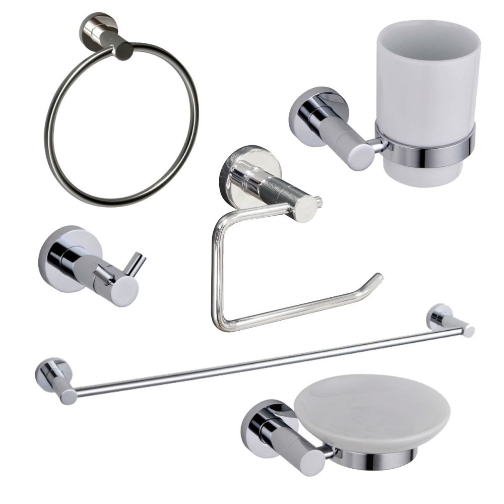 Round Chrome 6-Piece Bathroom Accessory Set