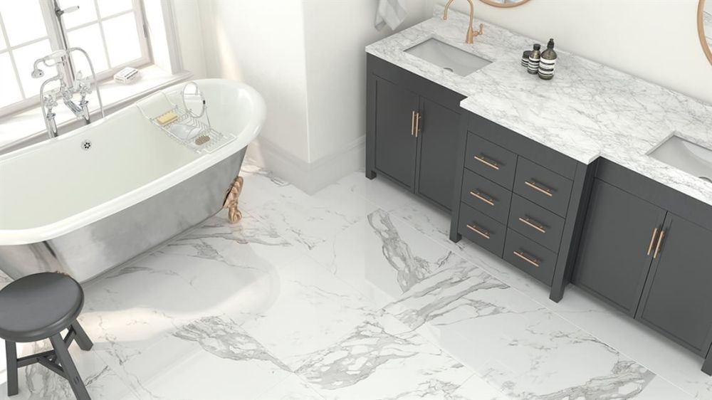 Infinite Marble White Gloss Porcelain Tile 600x600mm