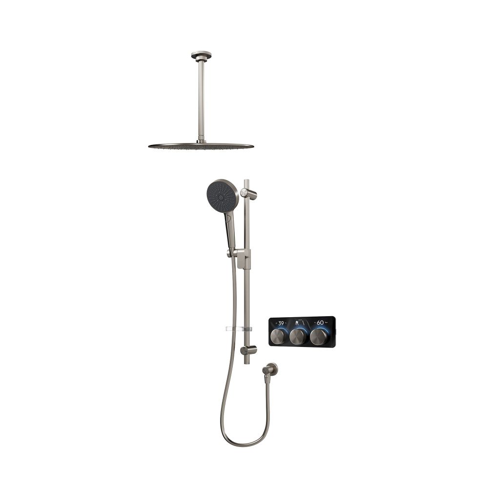 Aqualisa S3 Gunmetal Smart Digital Shower Dual Outlet (Slide Rail Kit with Fixed Ceiling Head) HP/Combi