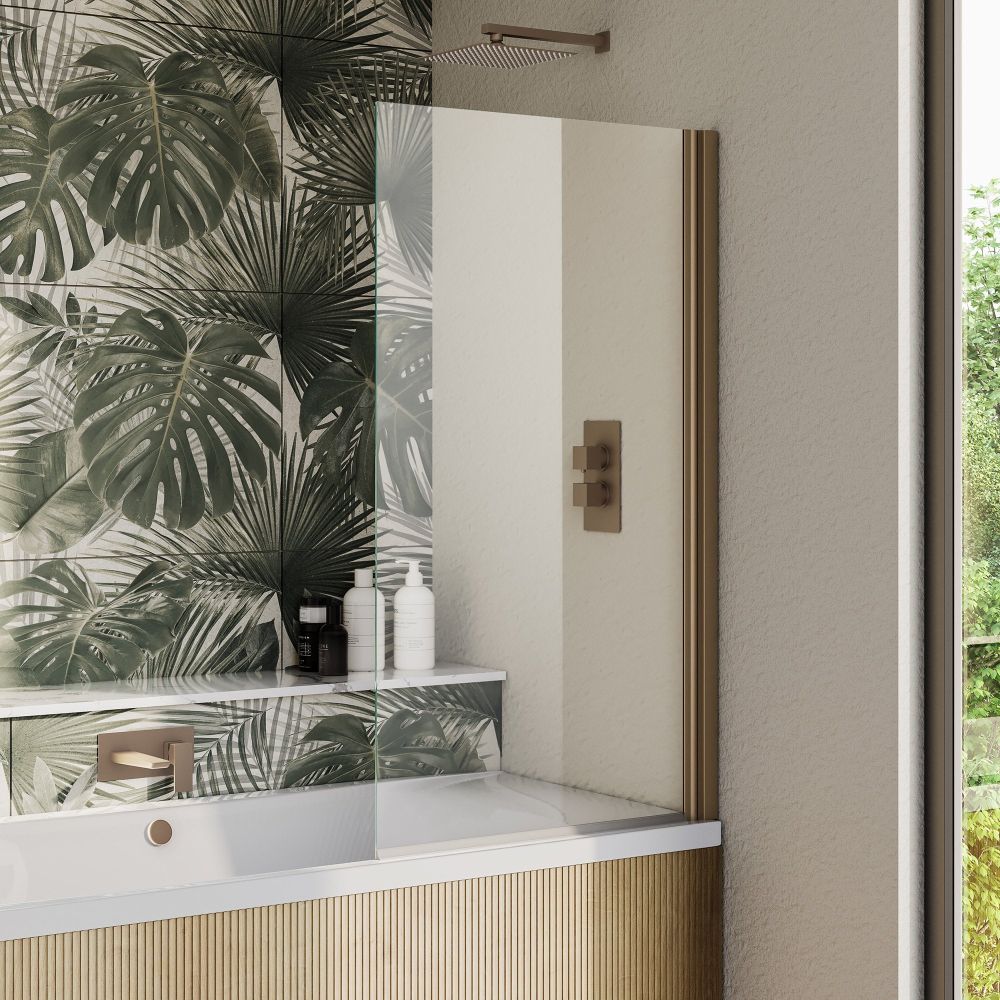 Moxby Brushed Bronze Single Pivot Bath Screen