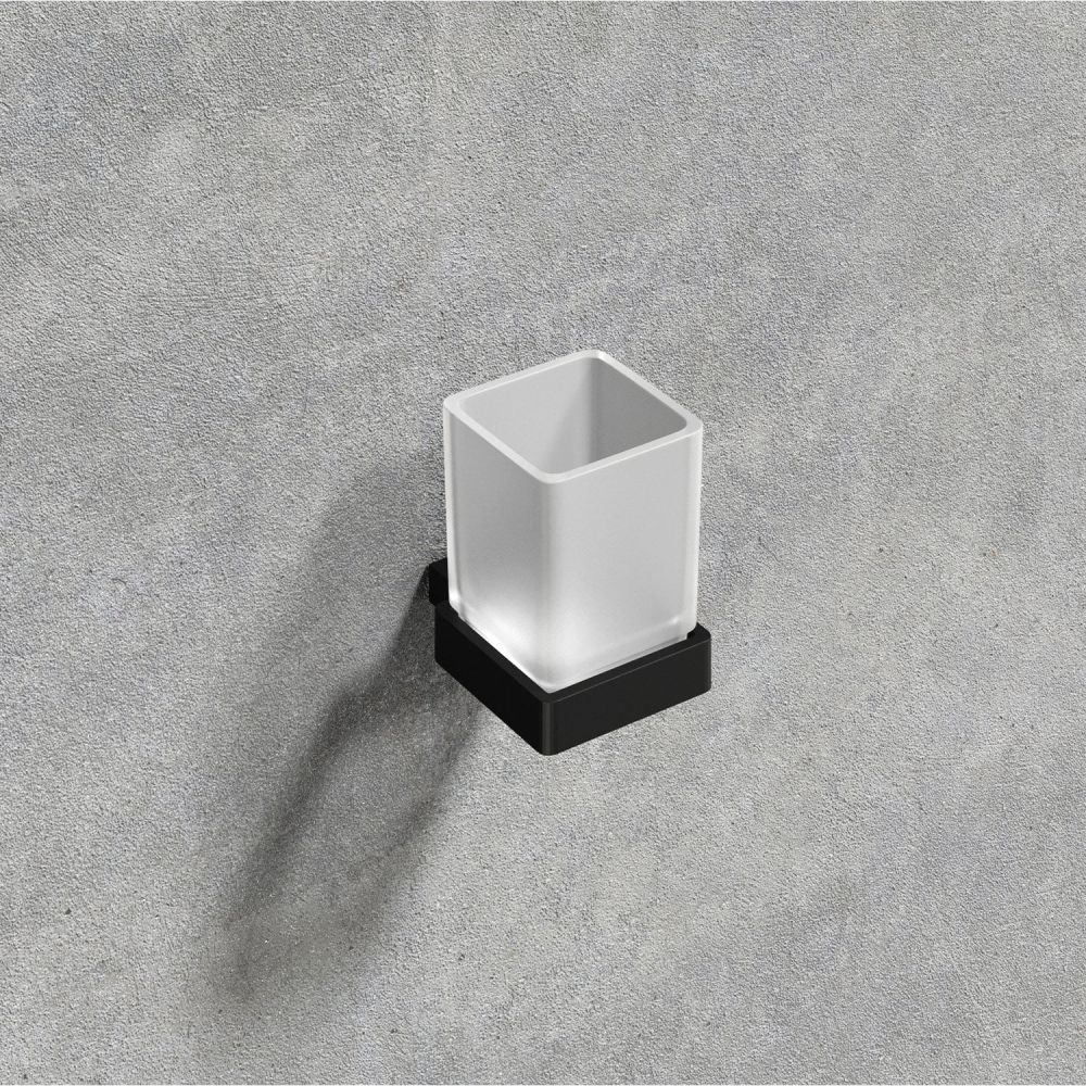 Cubic Matt Black Toothbrush Holder