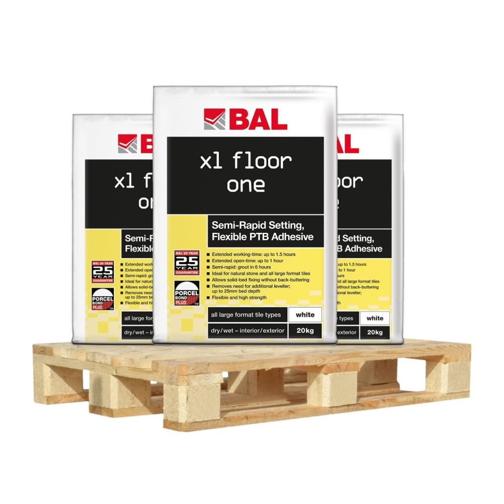 BAL XL Floor One Semi Rapid Tile Adhesive - 20kg (Pallet Deal - 50 Bags)
