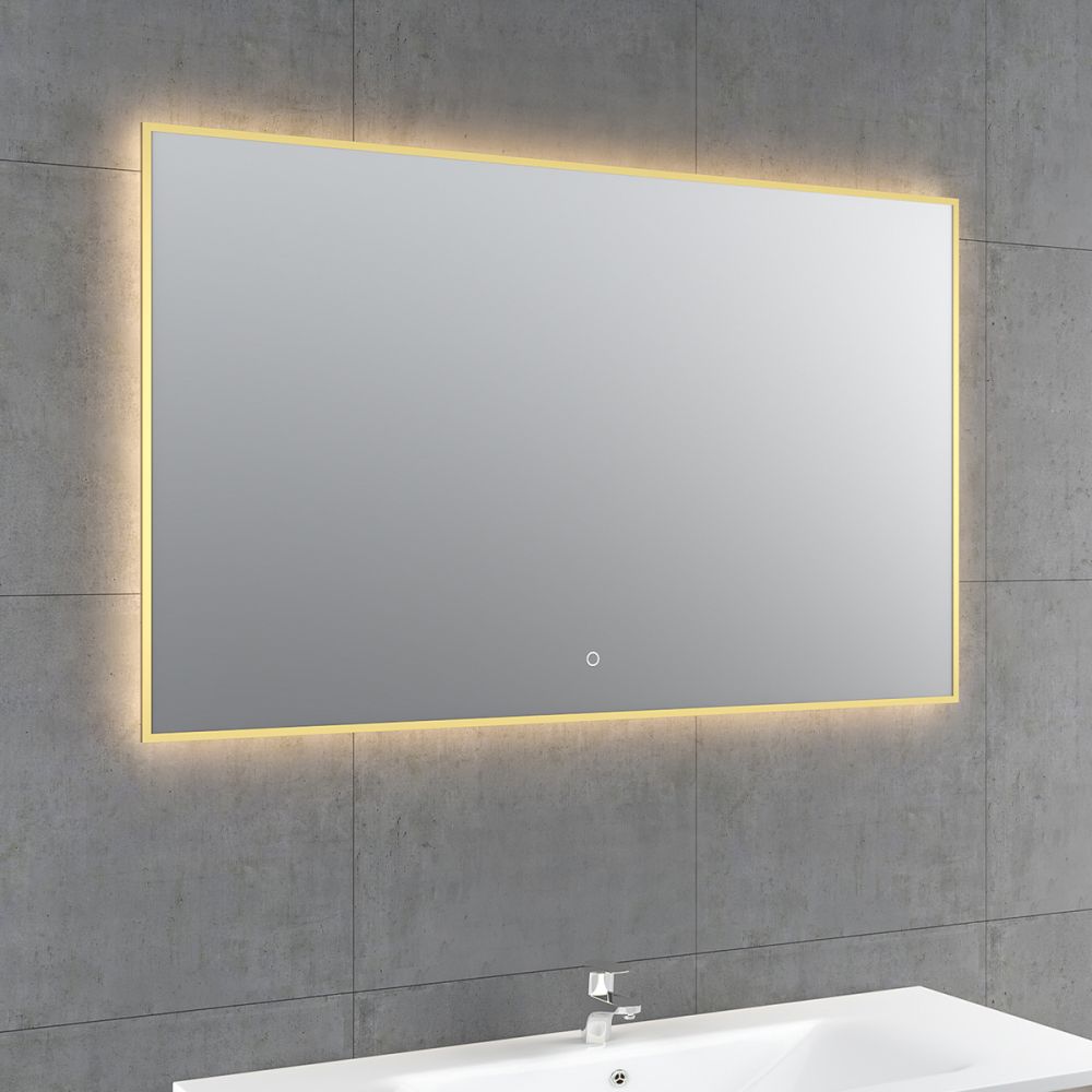 Rione Gold Rectangular Backlit LED Heated Mirror 1200x550mm