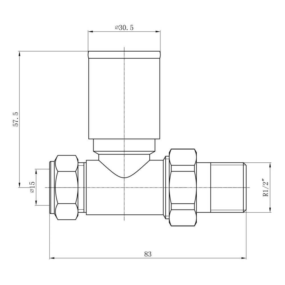 Round Straight Pair of Radiator Valves Spec Drawing