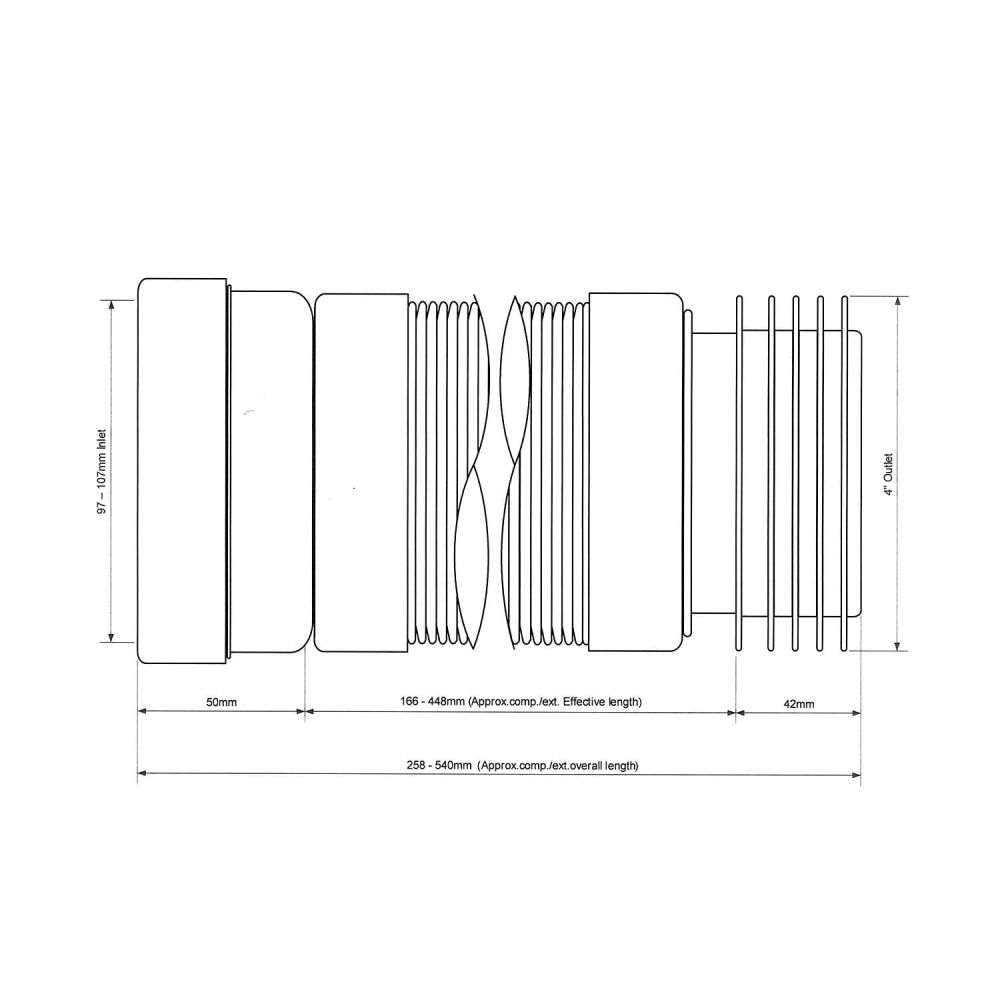 McAlpine Straight Flexible WC Pan Connector Spec