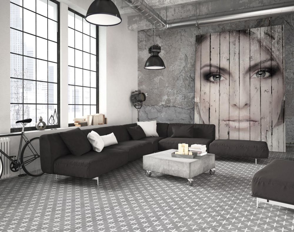 Potton Grey Pattern Ceramic Tile 450x450mm