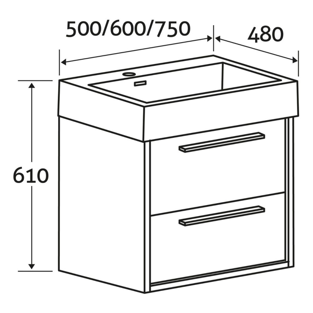 Winslow Grey Ash Wall Hung Vanity Unit with Basin 750mm