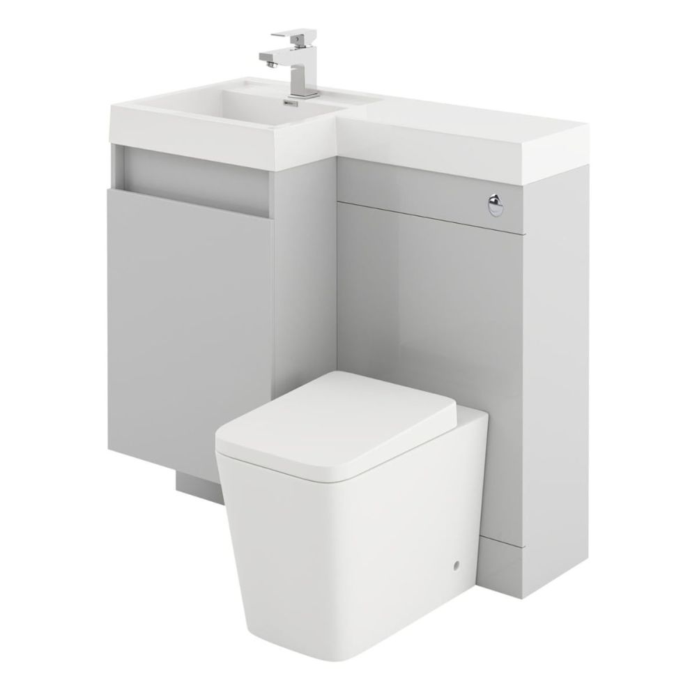 Summers Gloss Light Grey Left Hand Combination Vanity Basin and WC Unit 900mm
