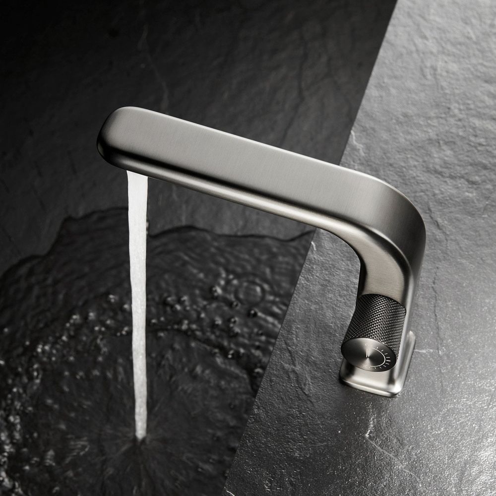 Dark and dramatic lifestlye image of the Manisa Brushed Nickel Basin Mono Tap