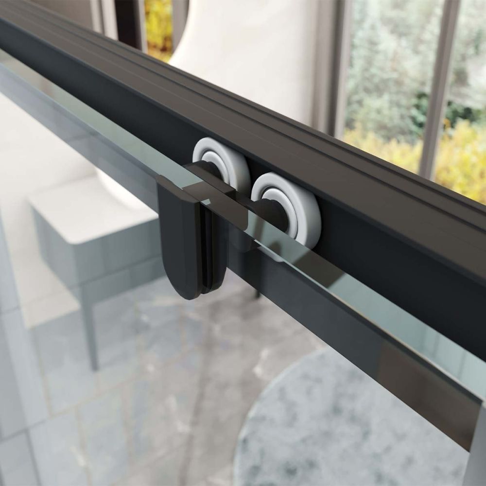Fabio Black Sliding Door Shower Enclosure & Shower Tray
