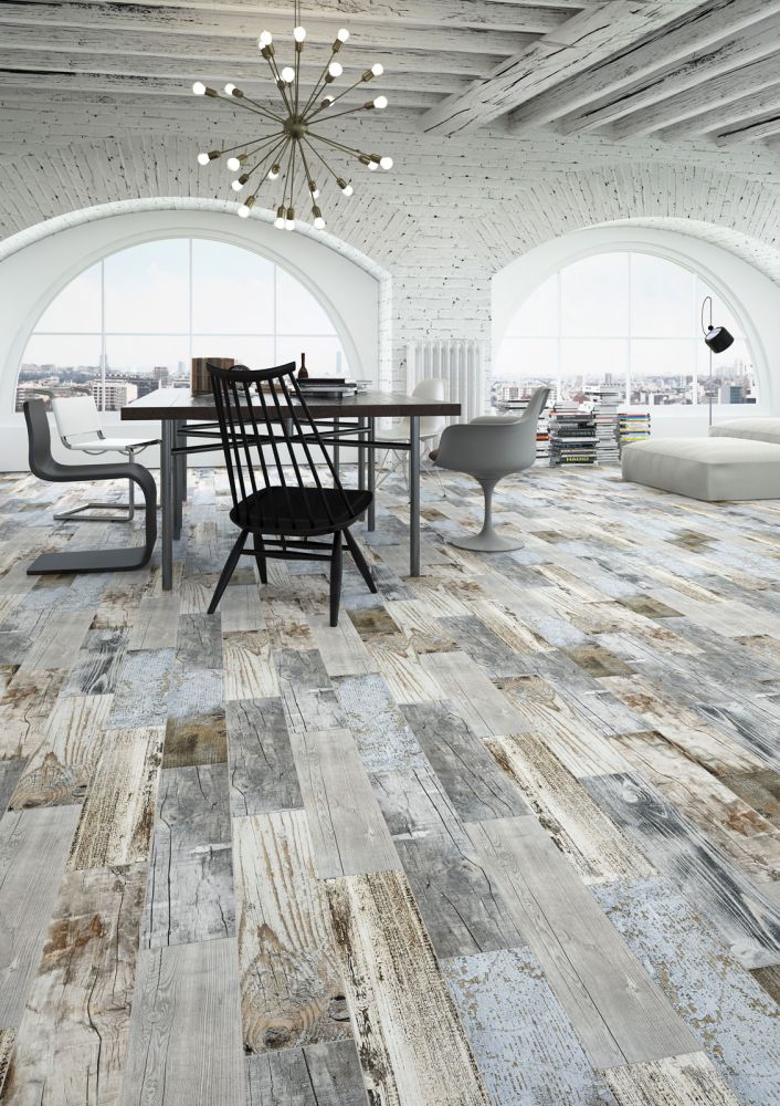 Vinci Blue Mixed Wood Effect Porcelain Tile 150x600mm