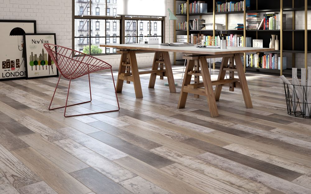 Sabre Alpine Mixed Wood Effect Matt Porcelain Tiles 150x900mm