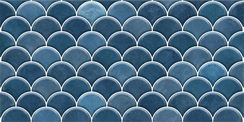 Atlantis Dark Blue Gloss Decor Ceramic Tile 600x300mm