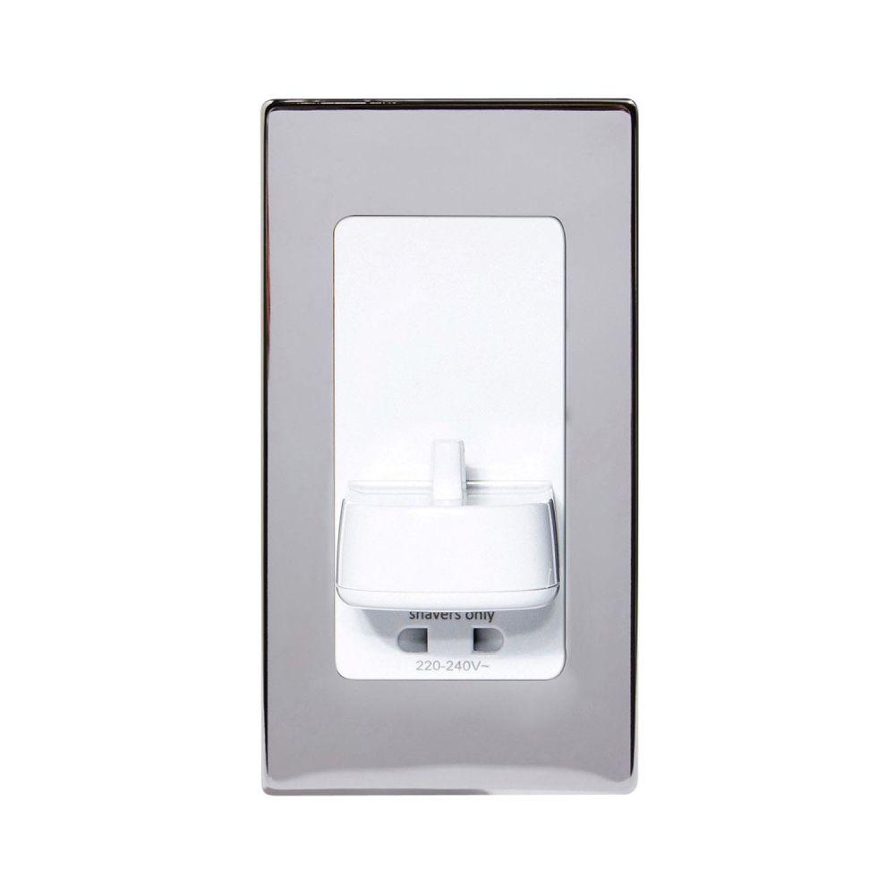 Proofvision Chrome In-wall Electric Toothbrush Holder with Shaver Socket For Oral-B