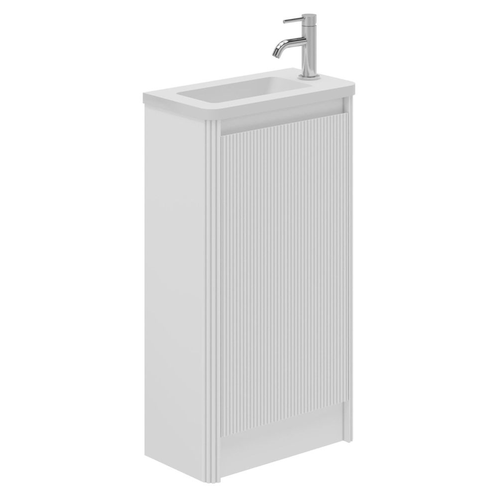 Wish White Floor Standing Cloakroom Vanity Unit with Ceramic Basin