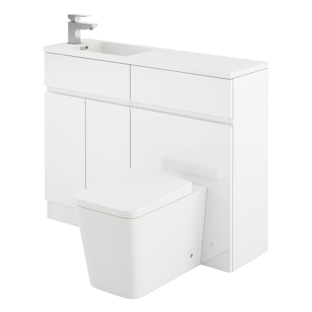 Hudson Gloss White Combination Vanity Basin & WC Unit 1000mm