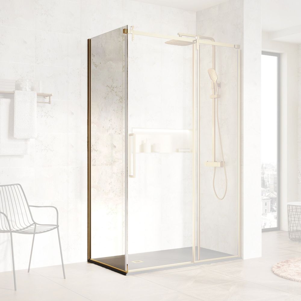 Ryland Brushed Gold Shower Side Panel 800mm