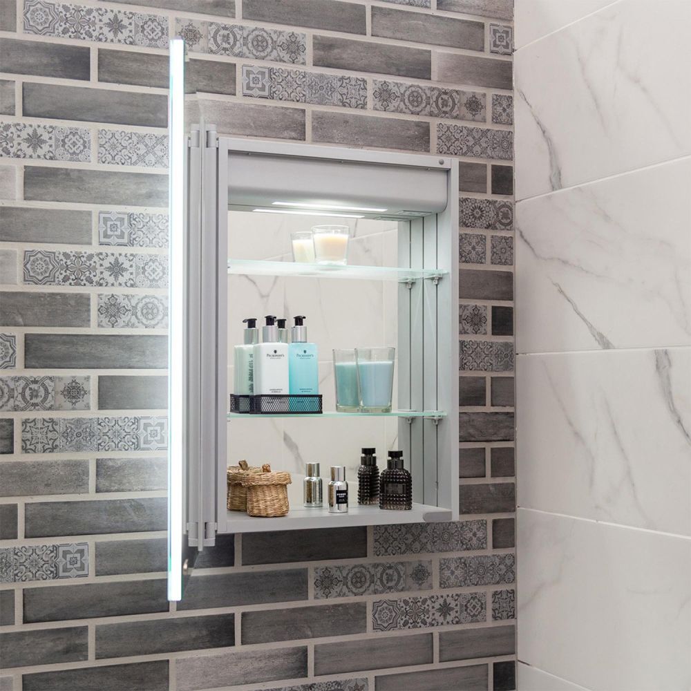 Lapis Motion Sensor Illuminated LED Mirrored Wall Cabinet 500x700mm
