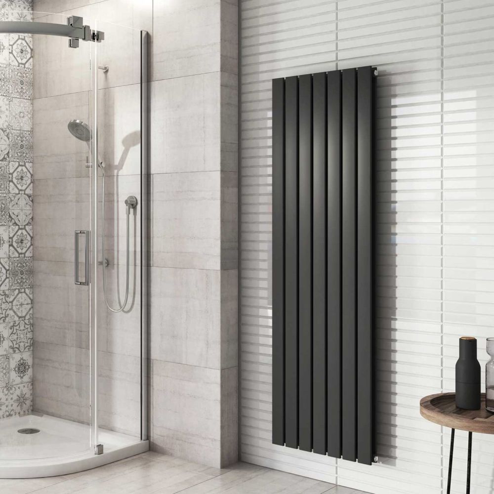 Perth Grey Double Vertical Flat Panel Radiator 1600x475mm