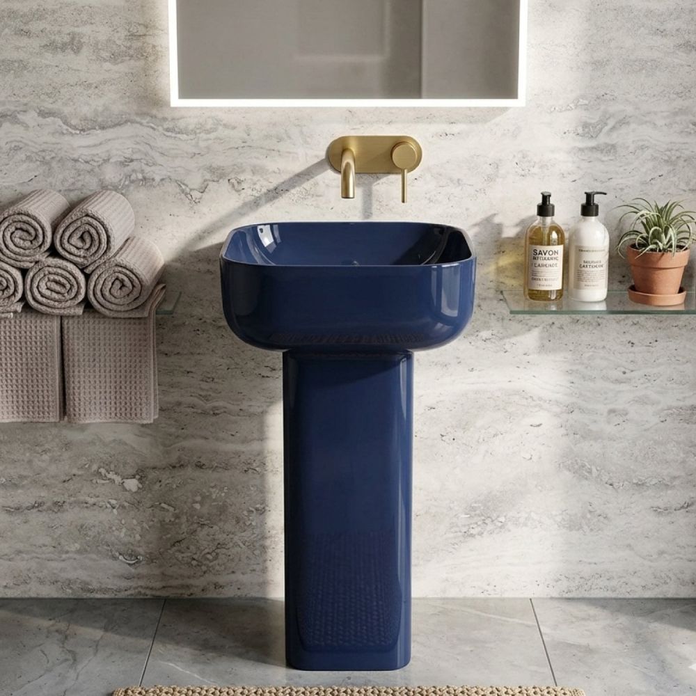 Verity Capri Gloss Square Full Pedestal Basin