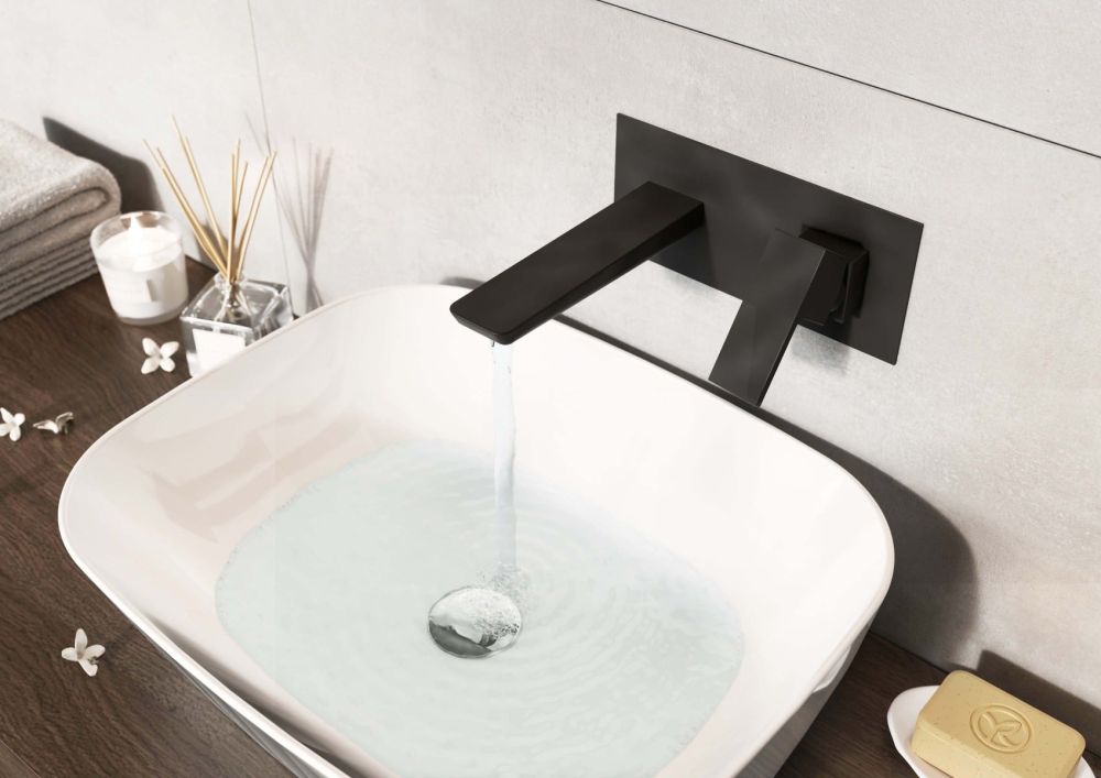 Zena Matt Black Wall Mounted Basin Mixer Tap