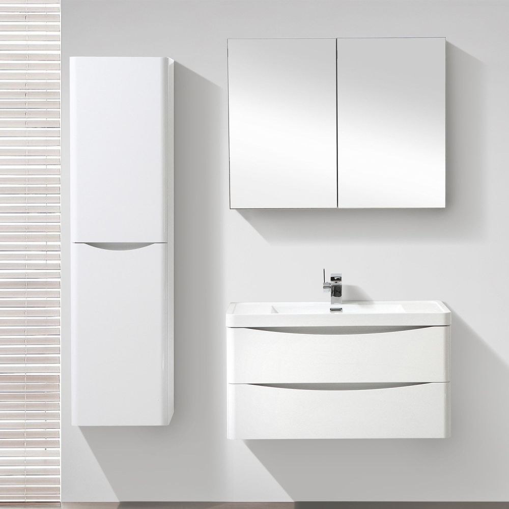 Erin Gloss White Wall Mounted Left Hand Tall Storage Cabinet