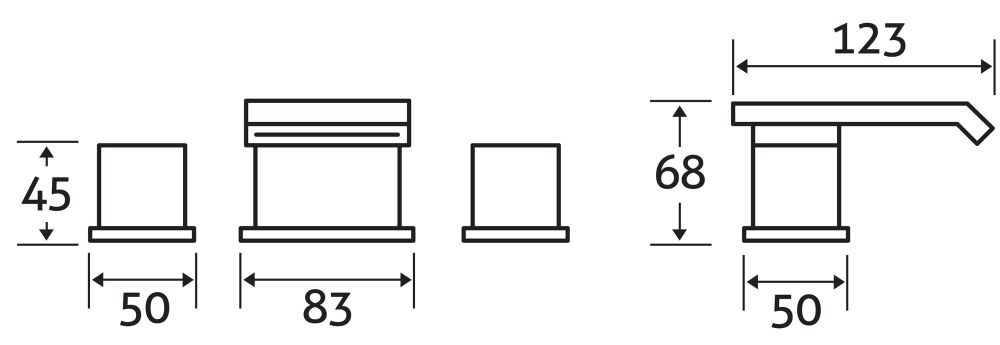3 Tap Hole Bath Filler Tap Dimension Drawing